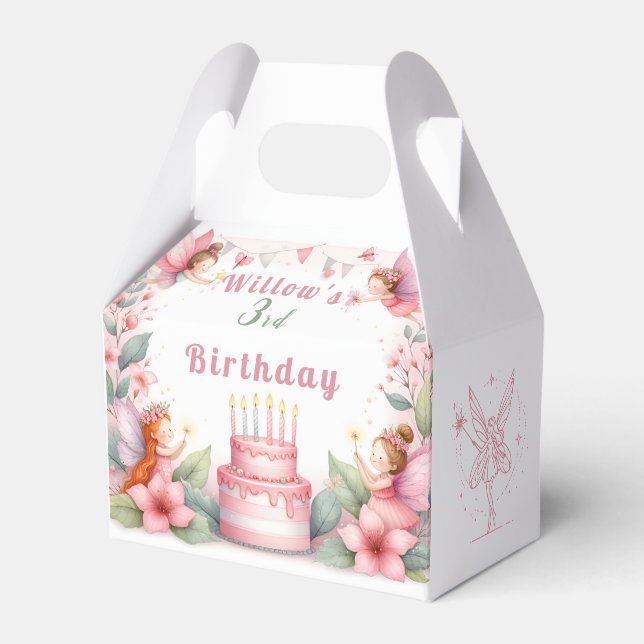 Caja Para Regalos Jardín de hadas rosadas encantadas - Cumpleaños (Front Side)
