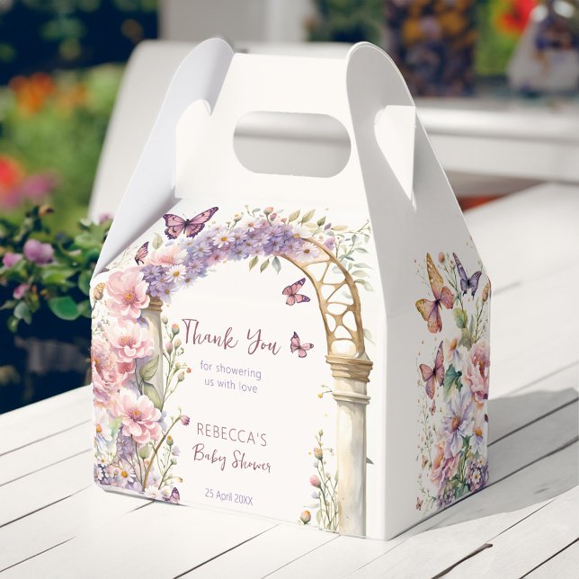 Caja Para Regalos Jardín encantador mariposas pastel ducha para bebé (Enchanted garden pastel butterflies baby shower favors personalized favor box spring summer floral)