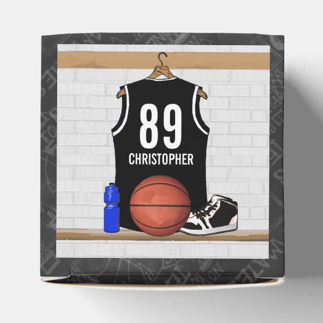 Caja Para Regalos Jersey de baloncesto blanco y negro personalizado (Parte superior)