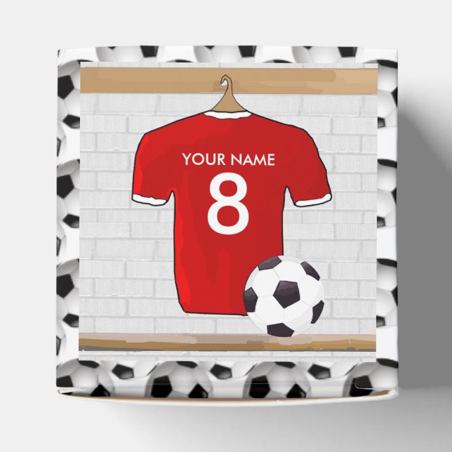 Caja Para Regalos Jersey de fútbol rojo y blanco personalizado (Parte superior)