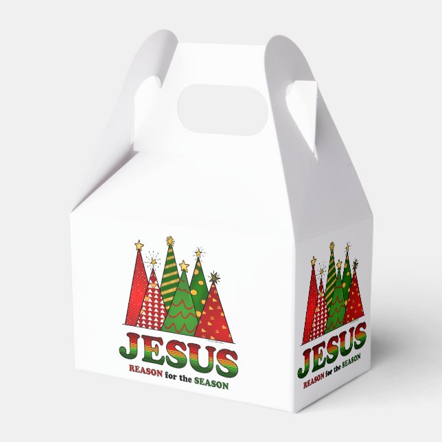 Caja Para Regalos Jesús Árboles de Navidad (Front Side)