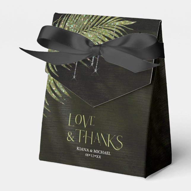 Caja Para Regalos Jewel Palm Leaf Boda Green ID830 (Front Side)