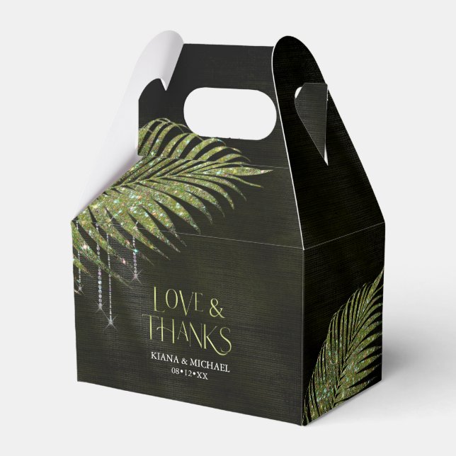Caja Para Regalos Jewel Palm Leaf Boda Green V2 ID830 (Front Side)