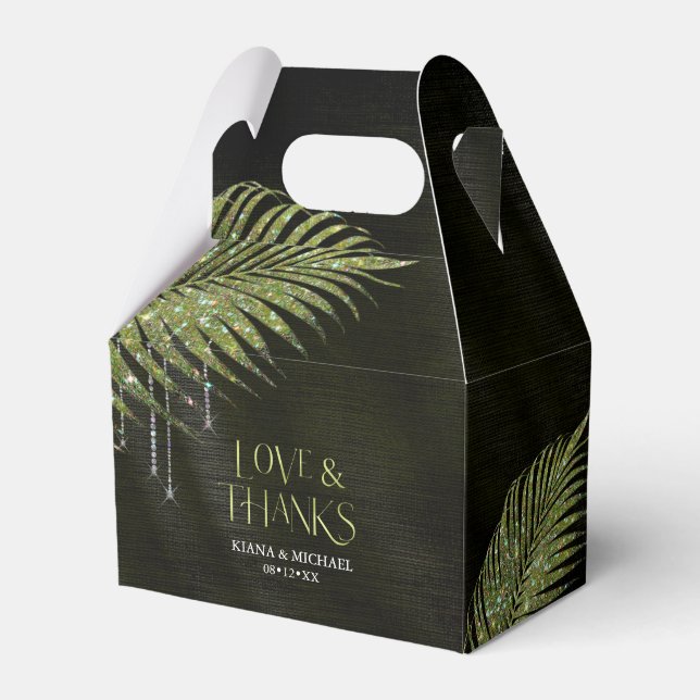 Caja Para Regalos Jewel Palma Hoja Boda Verde V2 ID830 (Front Side)