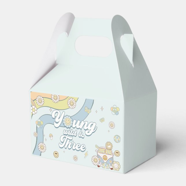Caja Para Regalos Jóvenes y salvajes tres arcoiris retro tercer cump (Front Side)