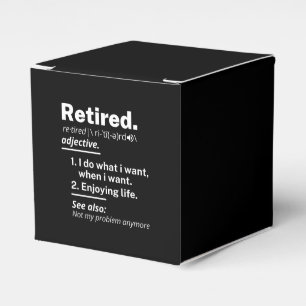 Caja Para Regalos jubilado. retiro divertido de definición