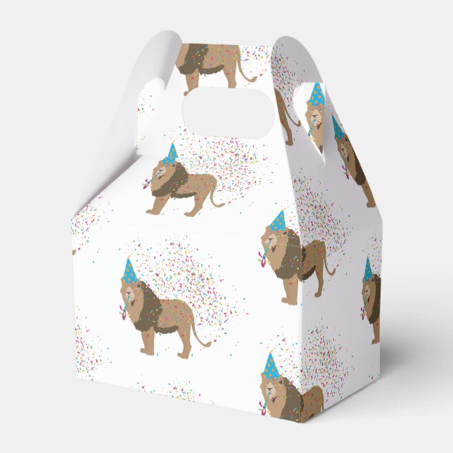 Caja Para Regalos Jungla de leones con animales de fiesta teniendo u (Front Side)