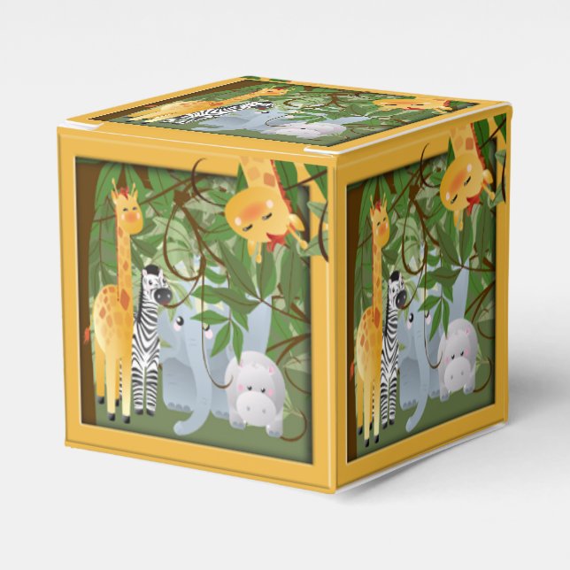 Caja Para Regalos Jungle Safari Animals Party Favorito Box (Costado Anverso)