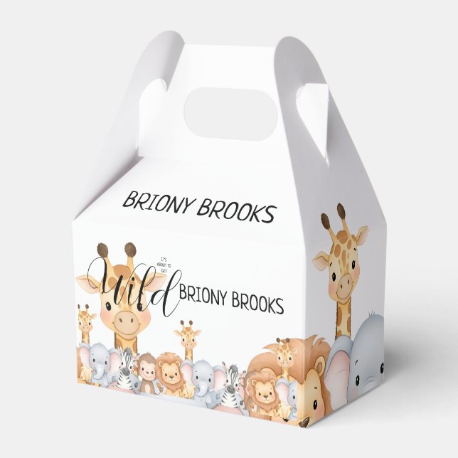 Caja Para Regalos Jungle Safari "It's About To Get Wild" Baby Shower (Front Side)