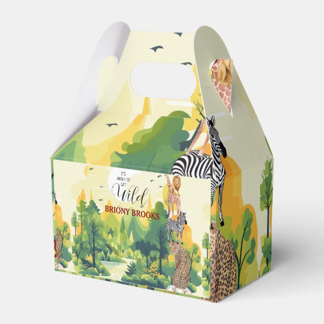 Caja Para Regalos Jungle Safari "It's About To Get Wild" Baby Shower (Front Side)