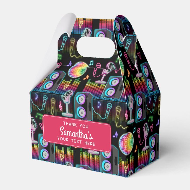 Caja Para Regalos Karaoke Neon Glow Singing Music Party (Front Side)