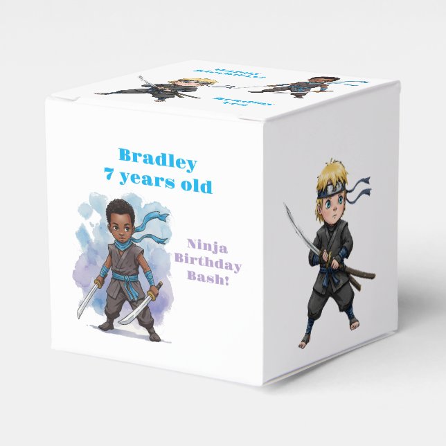 Caja Para Regalos Karate Ninja Boy Bash de cumpleaños (Costado Anverso)
