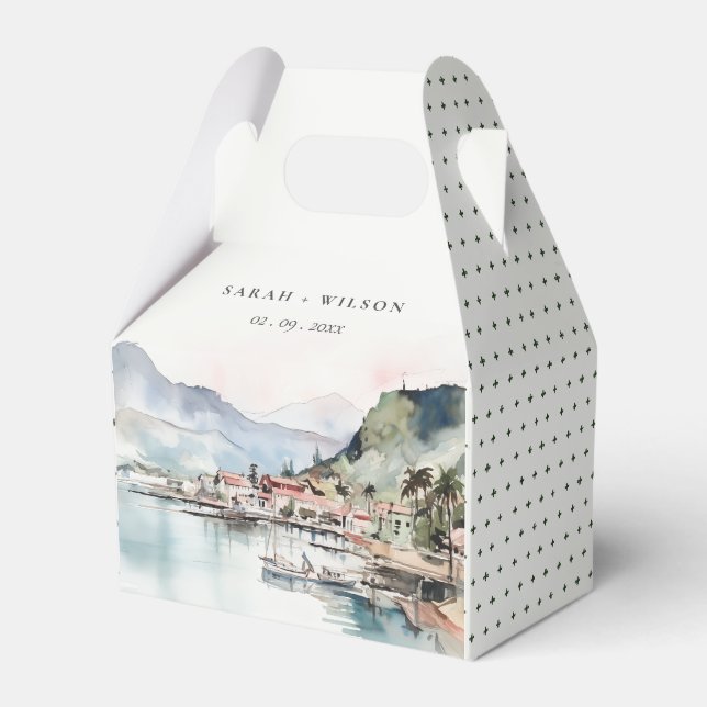 Caja Para Regalos Kauai Hawaii Watercolor Landscape Wedding (Front Side)