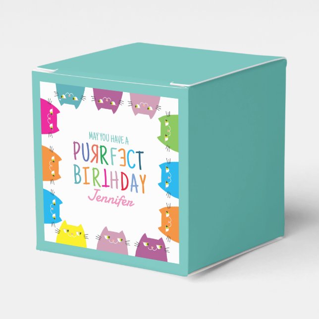 Caja Para Regalos Kawaii Cat Birthday Gift Box (Costado Anverso)