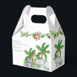 Caja Para Regalos Kids Animal Safari Birthday Party Gracias<br><div class="desc">Safari animal dulce, fiesta de cumpleaños infantil, caja de agradecimiento, con un tema de safari en la jungla, con palmeras, flores tropicales, tortuga, mono, rinoceronte, jirafa y loro. La caja tiene una plantilla de agradecimiento de cumpleaños fácil de personalizar, los estilos de fuente, tamaños y colores se pueden cambiar haciendo...</div>