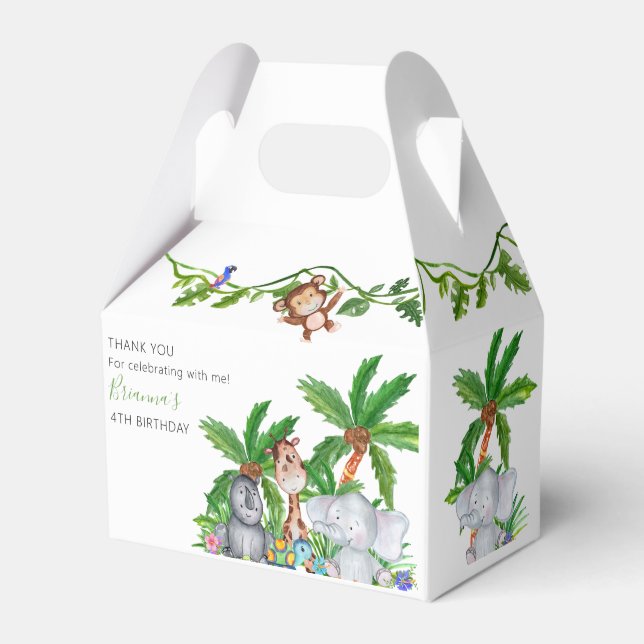 Caja Para Regalos Kids Animal Safari Birthday Party Gracias (Front Side)