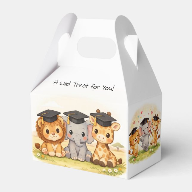 Caja Para Regalos Kids Lion Elephant Giraffe Kindergarten Grad Party (Front Side)