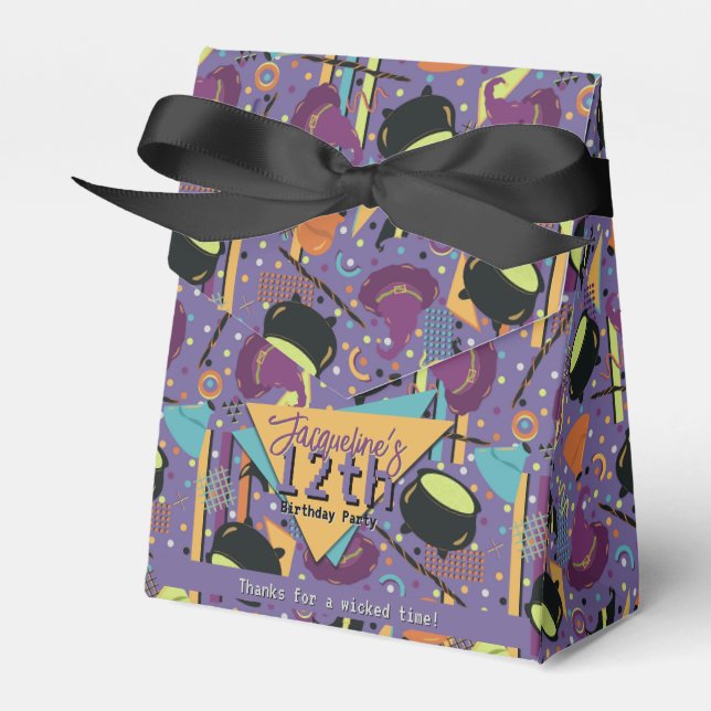 Caja Para Regalos Kids Purple Retro Witchy Halloween Cumpleaños (Front Side)