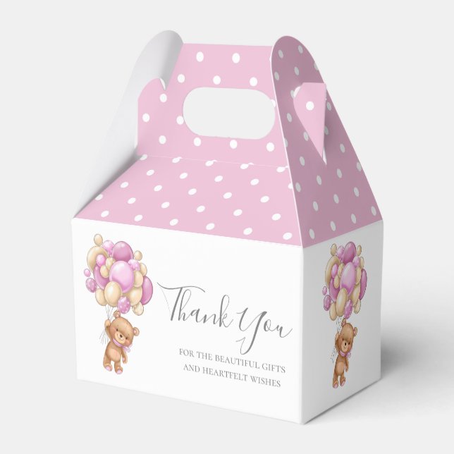 Caja Para Regalos Kids Teddy Balloon Pink Favor Box (Reverso)