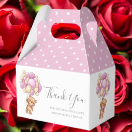 Caja Para Regalos Kids Teddy Balloon Pink Favor Box
