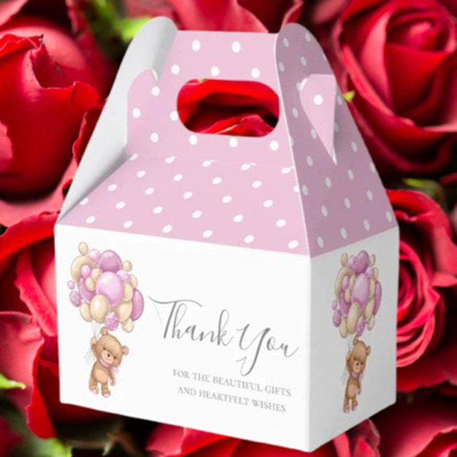 Caja Para Regalos Kids Teddy Balloon Pink Favor Box (Delight young guests with our Kids Teddy Balloon Pink Favor Box)