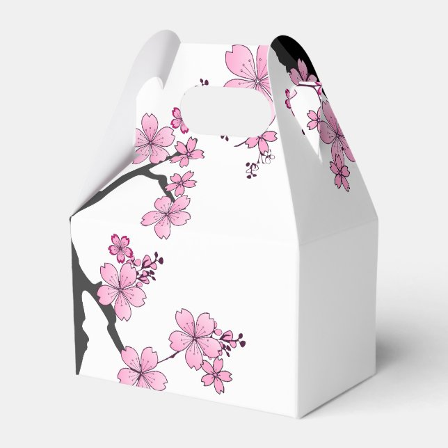 Caja Para Regalos Kimono japonés Sakura negro y rosa blanco (Front Side)