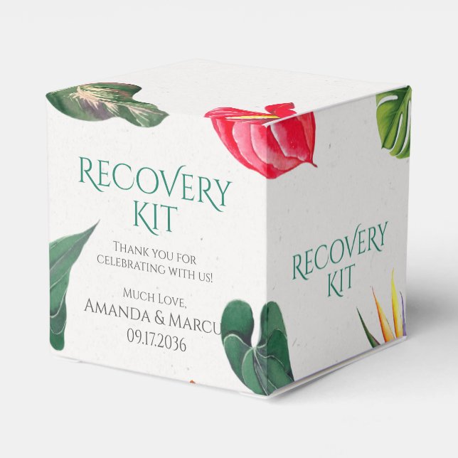 Caja Para Regalos Kit de recuperación de Bodas con clase de flores t (Reverso Costado)