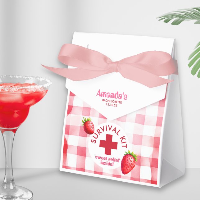 Caja Para Regalos Kit de supervivencia de fresa de fresa bachillerat (Bachelorette party hangover Survival kit retro strawberry sweet relief inside favor box guest gift )