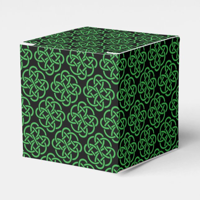 Caja Para Regalos Knot de Escudo Celta Verde y Negro (Costado Anverso)