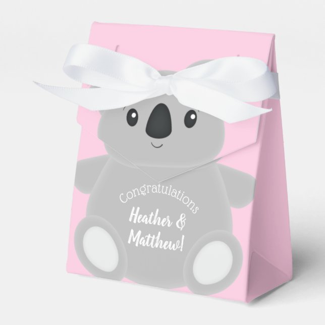 Caja Para Regalos Koala Bear Baby Shower Chica (Front Side)