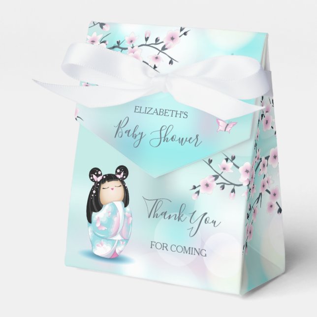 Caja Para Regalos Kokeshi Doll Baby Shower Gracias (Front Side)