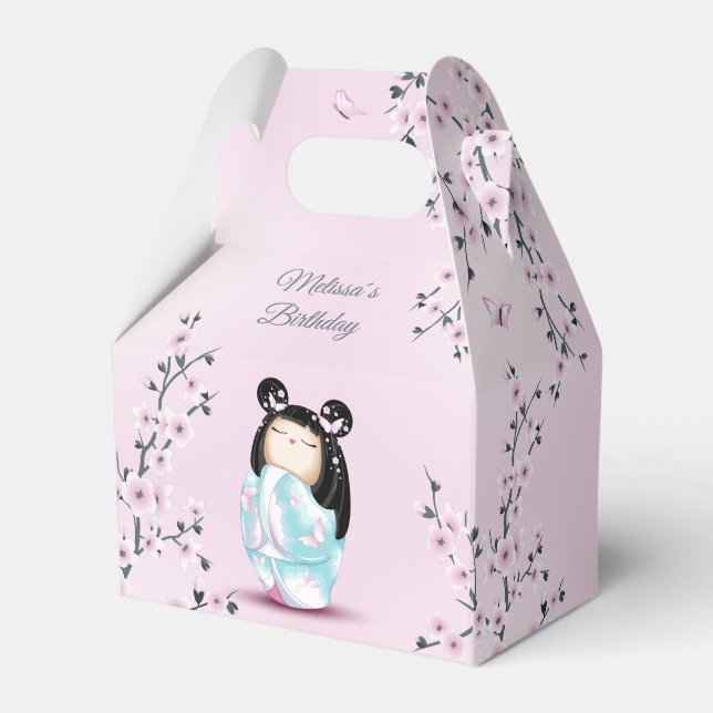 Caja Para Regalos Kokeshi Doll Cherry Blossom Dusty Pink (Front Side)