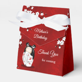 Caja Para Regalos Kokeshi Doll White Red Birday Gracias