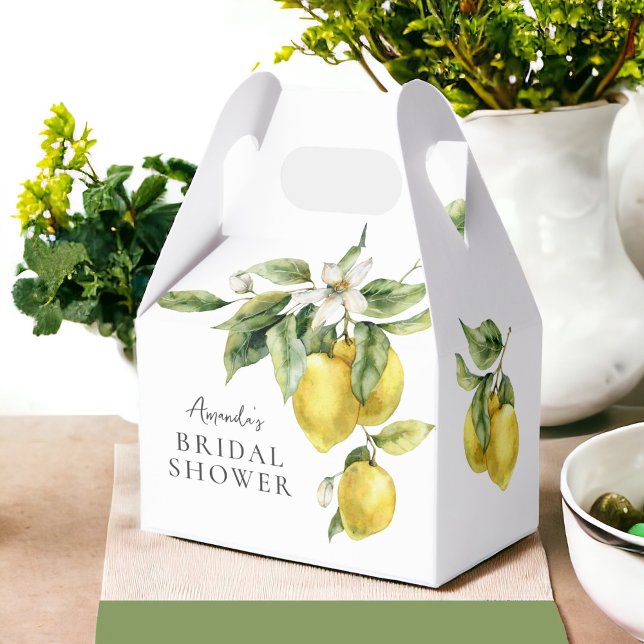 Caja Para Regalos La acuarela de Boho Rústico Lemons Bridal Shower (Available in 3 sizes.)