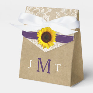 Caja Para Regalos La colección de Bodas de girasol Kraft rústico