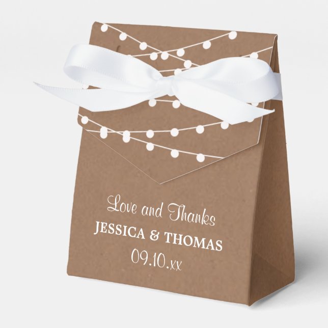 Caja Para Regalos La colección de Bodas Rustic Kraft Lights (Front Side)