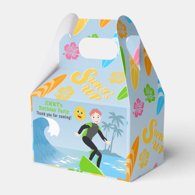 Caja Para Regalos La fiesta de cumpleaños del niño de Surf (Front Side)