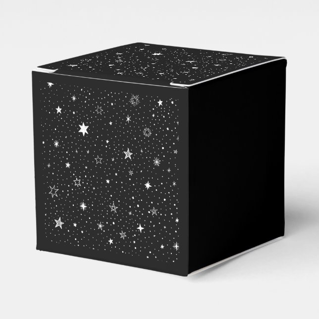 Caja Para Regalos La Mano Blanca Dibujó Estrellas En Negro (Costado Anverso)