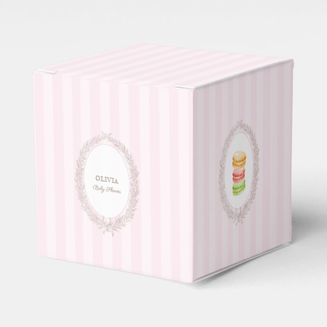 Caja Para Regalos La pastelería francesa Boulangerie Macarons Rosa (Costado Anverso)