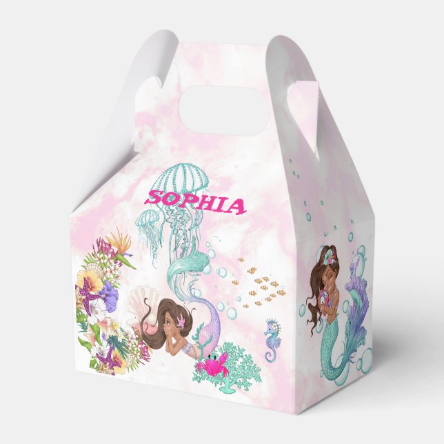 Caja Para Regalos La Sirena Starfish Cute el pelo oscuro rosado pers (Front Side)