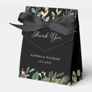 Caja Para Regalos La vegetación dorada en negro Boda de Navidades