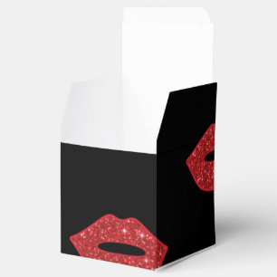 Caja Para Regalos Labios Rojos Brillantes Besos Glitter Elegante Fem