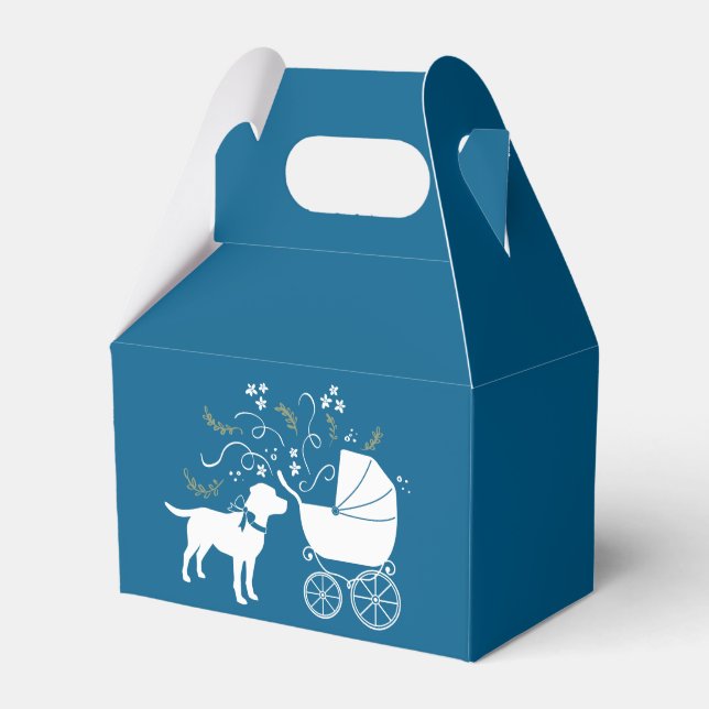 Caja Para Regalos Labrador Dog Baby Shower Blue Boy Lab (Front Side)