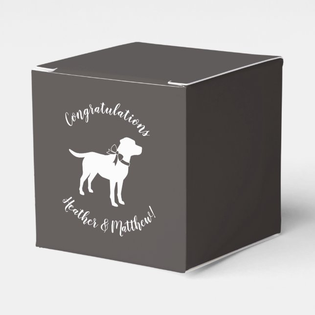 Caja Para Regalos Labrador Dog Baby Shower Lab Género gris neutro (Costado Anverso)