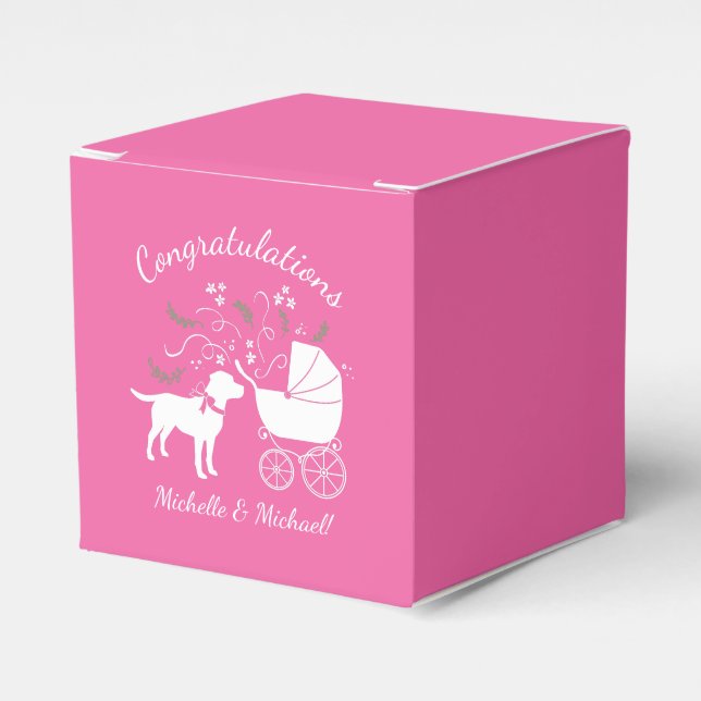 Caja Para Regalos Labrador Dog Baby Shower Pink Chica Lab (Costado Anverso)