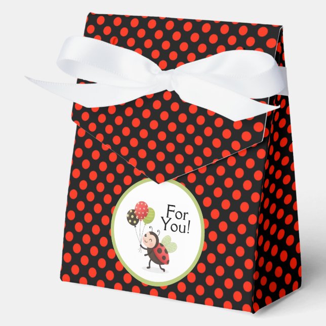 Caja Para Regalos Ladybug Birthday Favor Box - Polka Dot (Anverso)