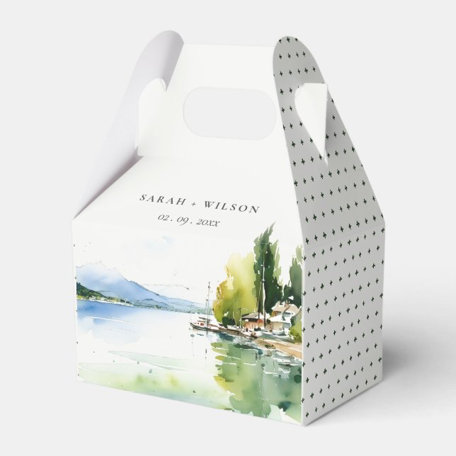 Caja Para Regalos Lake Geneva Switzerland Watercolor Scape Wedding (Front Side)