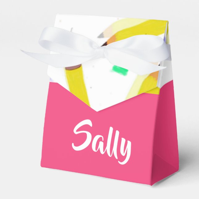 Caja Para Regalos Lápices amarillos y raspones en blanco (Front Side)