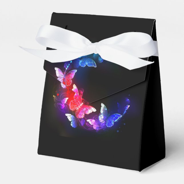 Caja Para Regalos Las mariposas nocturnas brillantes de Neon en el f (Front Side)