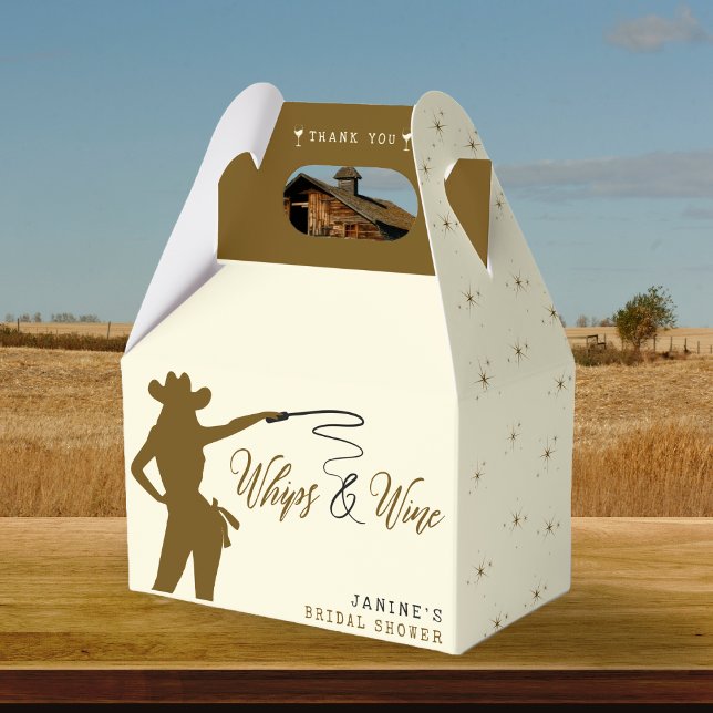 Caja Para Regalos Látigos y Vino Desayuno de Soltera Vaquera (Whips & Wine Cowgirl Bridal Shower Favor Boxes
)